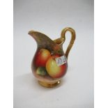 A Royal Worcester cream jug, decorated with hand painted fruit by Townsend, height 3.5ins - not