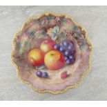 A Royal Worcester plate, with star shaped border, decorated with hand painted fruit by Ayrton,