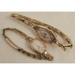 A 9ct gold cased ladies Rotary wrist watch, together with a ladies 1930's 9ct gold case wrist