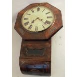 A 19th century inlaid mahogany drop dial wall clock, together with a banjo barometer af