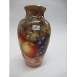 A Royal Worcester vase, decorated all around with hand painted fruit by Ayrton, shape number 2227,