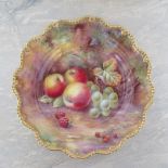 A Royal Worcester plate, with star shaped border, decorated with hand painted fruit by Horace Price,