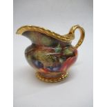 A Royal Worcester milk jug, decorated with hand painted fruit by Freeman, height 4.5ins - not