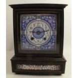 A 19th century ebonised cased mantel clock, with striking movement, the dial square enamel dial