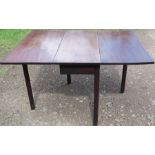 A 19th century mahogany drop leaf table, with swing leg action, 48.5ins x 37.5ins, height 29ins
