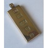 A 1976 9 carat gold ingot pendant, 30g gross