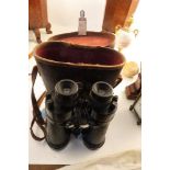 A pair of cased Bar and Stroud 7x binoculars, serial number 54373, with military arrow head, the