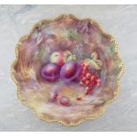 A Royal Worcester plate, with star shaped border, decorated with hand painted fruit by Horace Price,