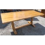 An oak refectory table, by Squirrel man Wilf Hutchinson, 72ins x 34ins, height 29ins