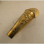 An Arts and Crafts brass wall pocket, of tapering form, decorated with a stylised Celtic knot, total