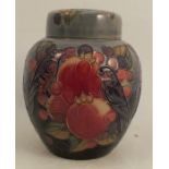 A Moorcroft Pottery ginger jar and cover, decorated in the Fiches and Fruit pattern, height 8.5ins -
