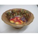 A Royal Worcester bowl, decorated with hand painted fruit to the interior, by Freeman, diameter 7.