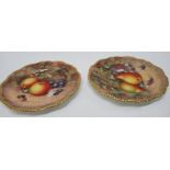 Two Royal Worcester plates, decorated with fruit by Freeman, diameter 7.75ins - not damaged or