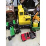 A collection of children's Tonka toys, to include a tractor, trailer, crane etc