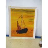 A 1960s painting of a harbour scene, signed W.Hawkes, 1968