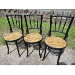 3 cane seated kitchen chairs