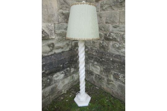 An alabaster standard lamp, having a turned column on a stepped octagonal base, height 36ins - Image 1 of 2