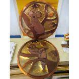 Two Australian copper plaques, by Tony Batten, diameter 21.5ins