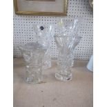 Four glass vases, height 12ins and down