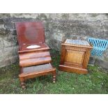 A 19th mahogany step commode, together with an oak  and burr wood framed commode