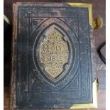 A Victorian leather and brass bound bible