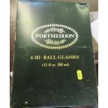 A boxed set of six Portmeirion Hi-Ball glasses