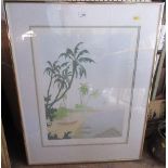 A limited edition colour print, Shore, signed in pencil, 23ins x 17ins