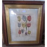 A pair of framed colour prints of flowers, 18.5ins x 15ins