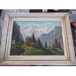 E Frei, oil on canvas, Alpine Scene, 18ins x 25.5ins
