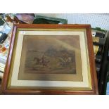 Three Alken hunting prints, with maple frames, 22ins x 26ins