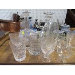 A collection of glassware to include decanters