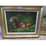 John Edwards, oil on canvas, red squirrel, 12ins x 15ins