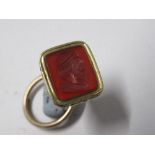 A 19th century seal fob, the carnelian engraved with a male profile - Good condition