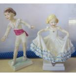 A Royal Worcester figure, Masquerade Girl, 3360, together with a Royal Worcester figure,