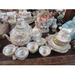 A collection of 19th century English porcelain tea ware, to include a tea pot with floral