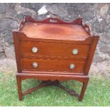 A late Georgian mahogany tray top bedside cupboard, fitted with two frieze drawers, width 23ins x