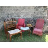 A collection of chairs, to include Edwardian armchair, upholstered armchair and a pair of bedroom
