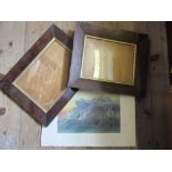 A box of assorted frames, together with a print