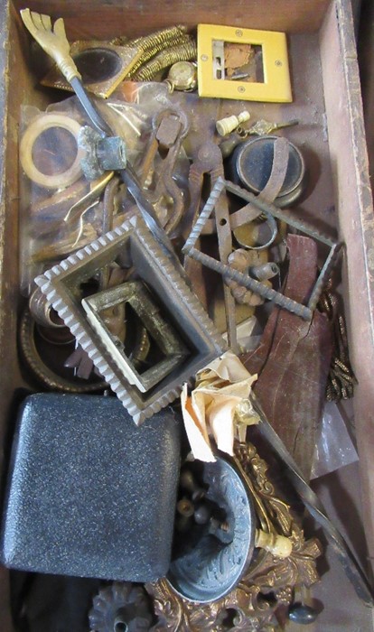 A box of assorted items, to include a metal comport set with tigers eye stones, a brass cased - Image 4 of 5