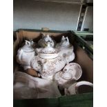 A collection of 19th century English porcelain tea pots and other items