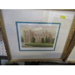 A set of six colour prints, views of country houses