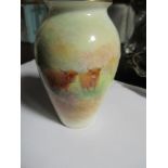 A Royal Worcester vase, decorated with Highland Cattle in landscape by H Stinton, shape number G461,