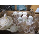 Three boxes of assorted glass and china