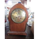 A mahogany cased mantel clock, the movement stamped Japy Freres, height 13.5ins