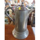 An Antique pewter flagon, af, height 14ins