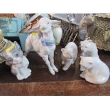 Five Lladro models, a lamb, 3 polar bears and a cat - all in good condition