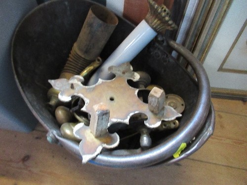 A coal scuttle and contents, to include knobs, together with a box of flower pots - Image 2 of 2