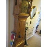 A 19th century pine cased long case clock, with brass movement by White of Strow