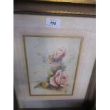 A R Brazier, watercolour, roses, 9ins x 6.5ins