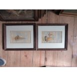 E M Dawe, pair of watercolours, sailing boats on the water, 9ins x 5ins